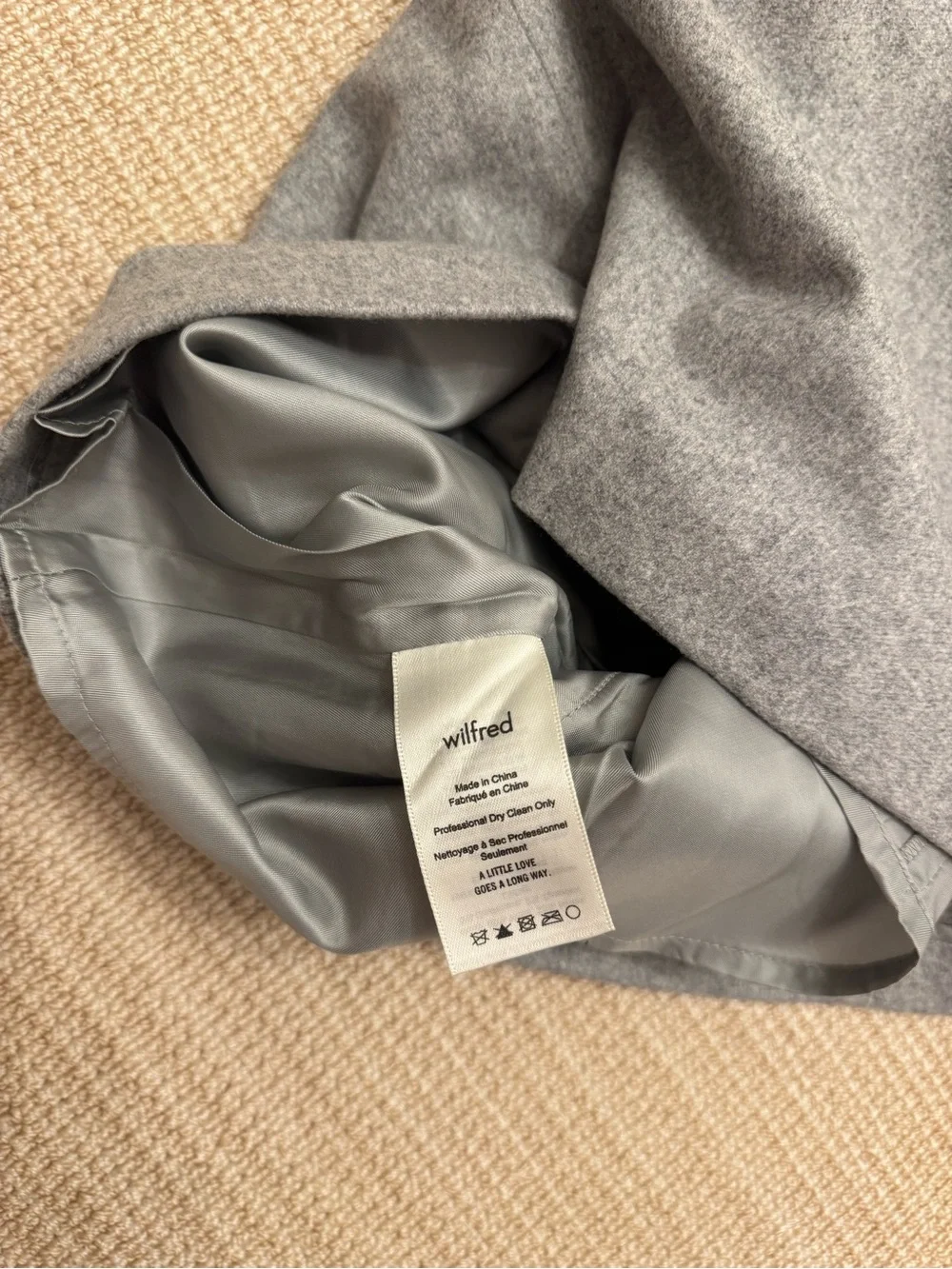 Wilfred Grey Mini A-Line Wool Blend Skirt Size 4